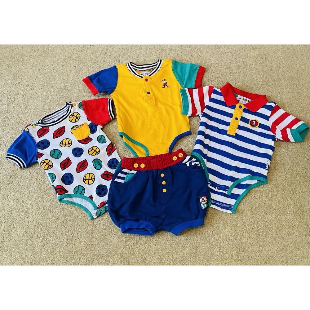 Vintage Gymboree 90s Rainbow Tag Baby Boy Colorblock Football Sports Set Infant